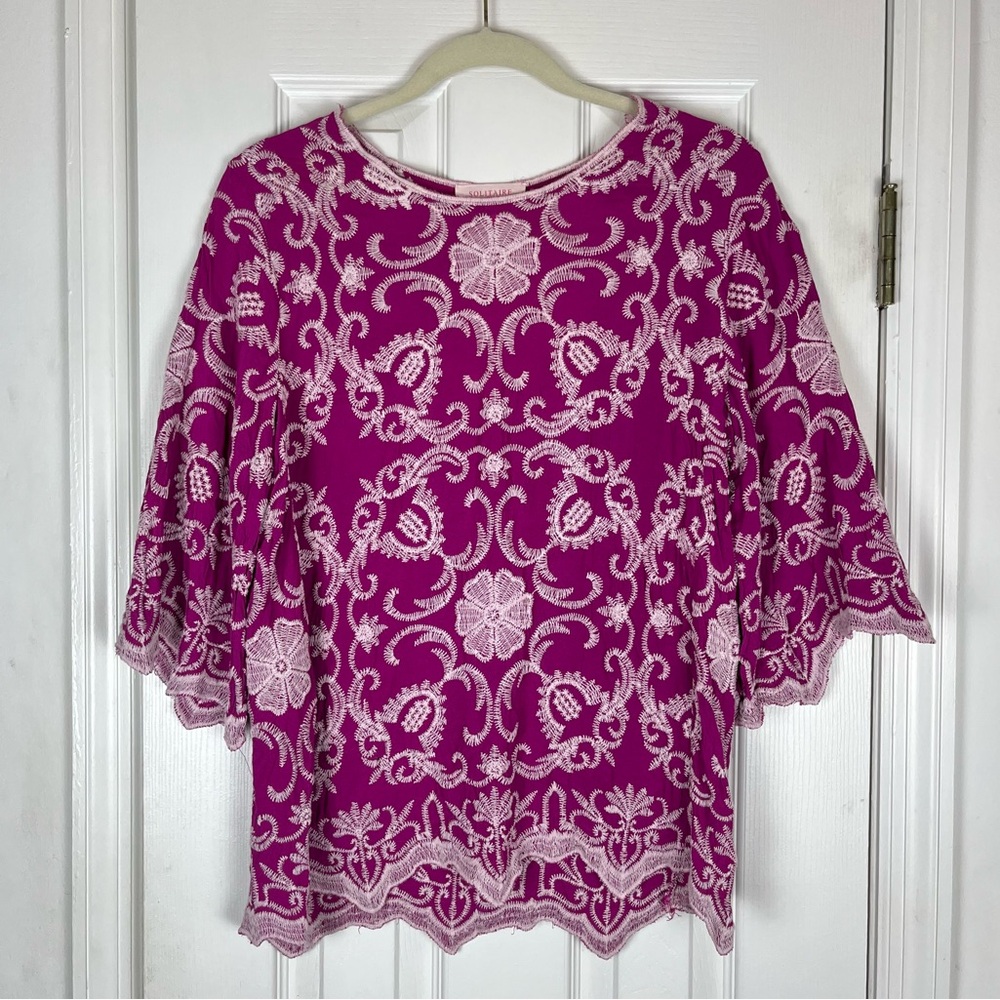 Solitaire Boho Floral Embroidered Blouse